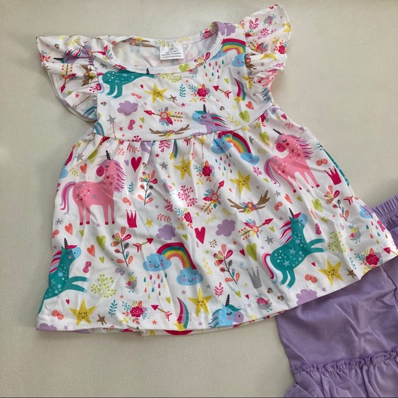 Unicorn 🦄 Cute Ruffle shorts set - Picture 3 of 6